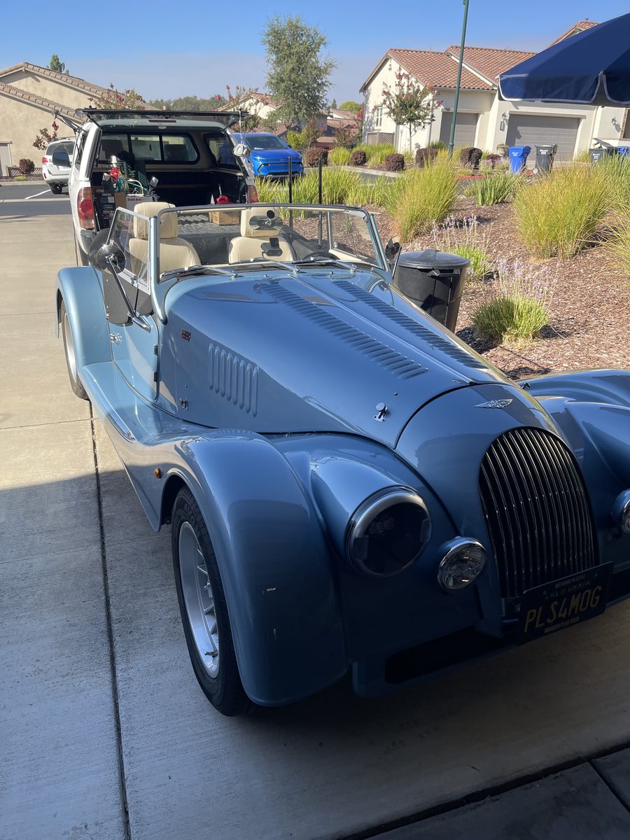 Hand-built Morgan Plus 4, imported from Britain, parked in a Rancho Murieta driveway